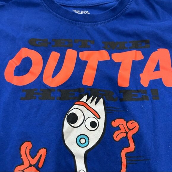 Disney Pixar Toy Story Forky Kids Tee Shirt  Get Outta Here!  blue - Picture 2 of 4